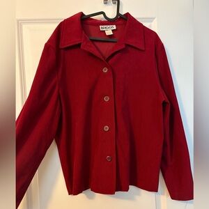 Briggs New York Womens Red Long Sleeve Four Button Notch Lapel Blazer Size L